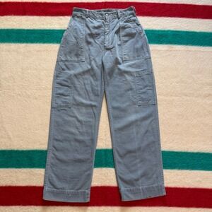 VTG 50s USAF Mechanic Military Pants 28.5x29 Zipper Fly OG Repair Shade 509